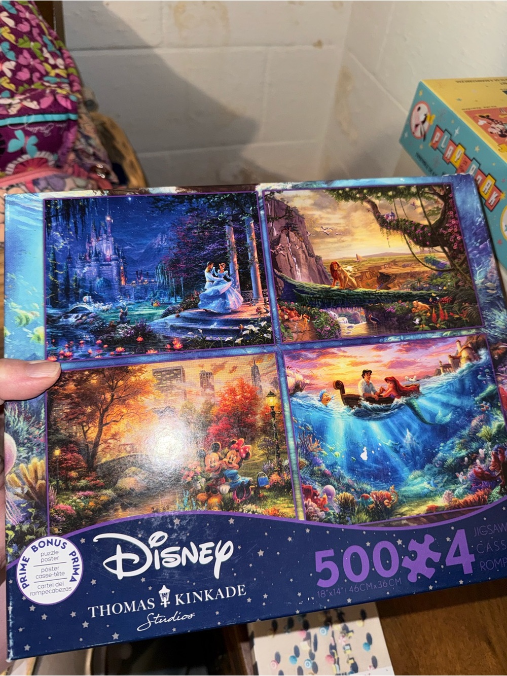 Disney Thomas Kinkade 4-Pack Puzzle Set - Blue, Purple, Pink
